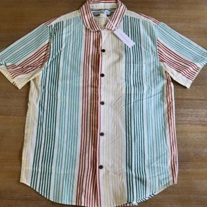 Outerknown Men's Cotton/Hemp Short-Sleeve, Multicolor Striped Shirt, Size M